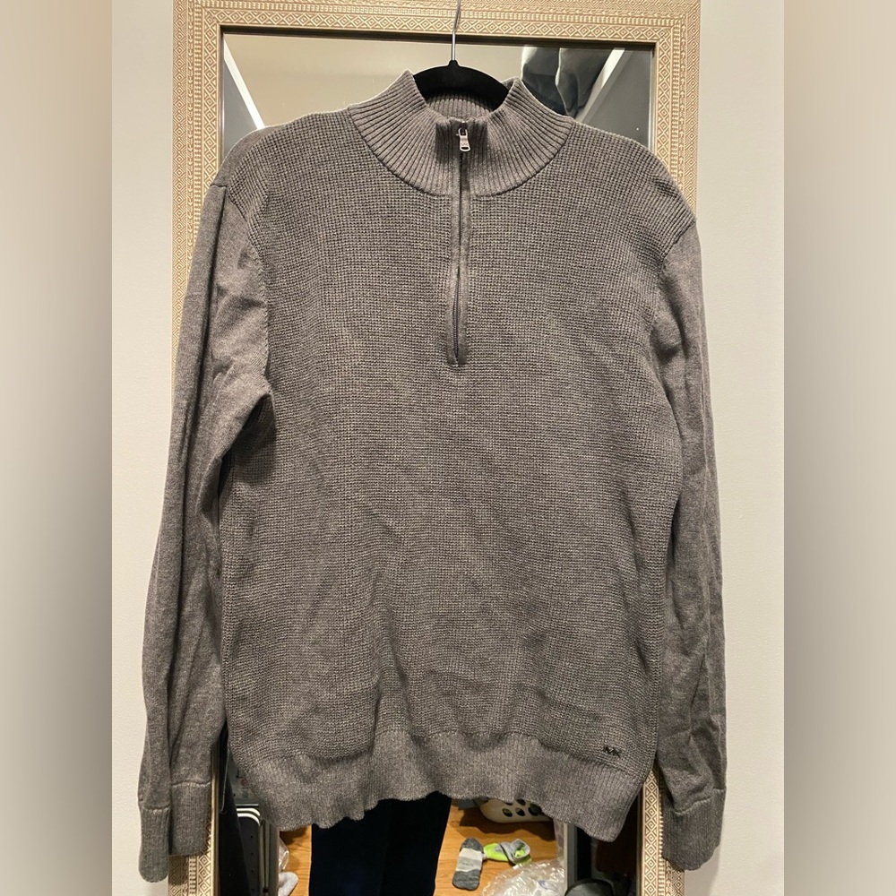 Michael Kor’s Men’s Grey Quarter Zip, Size L, 100% Cotton